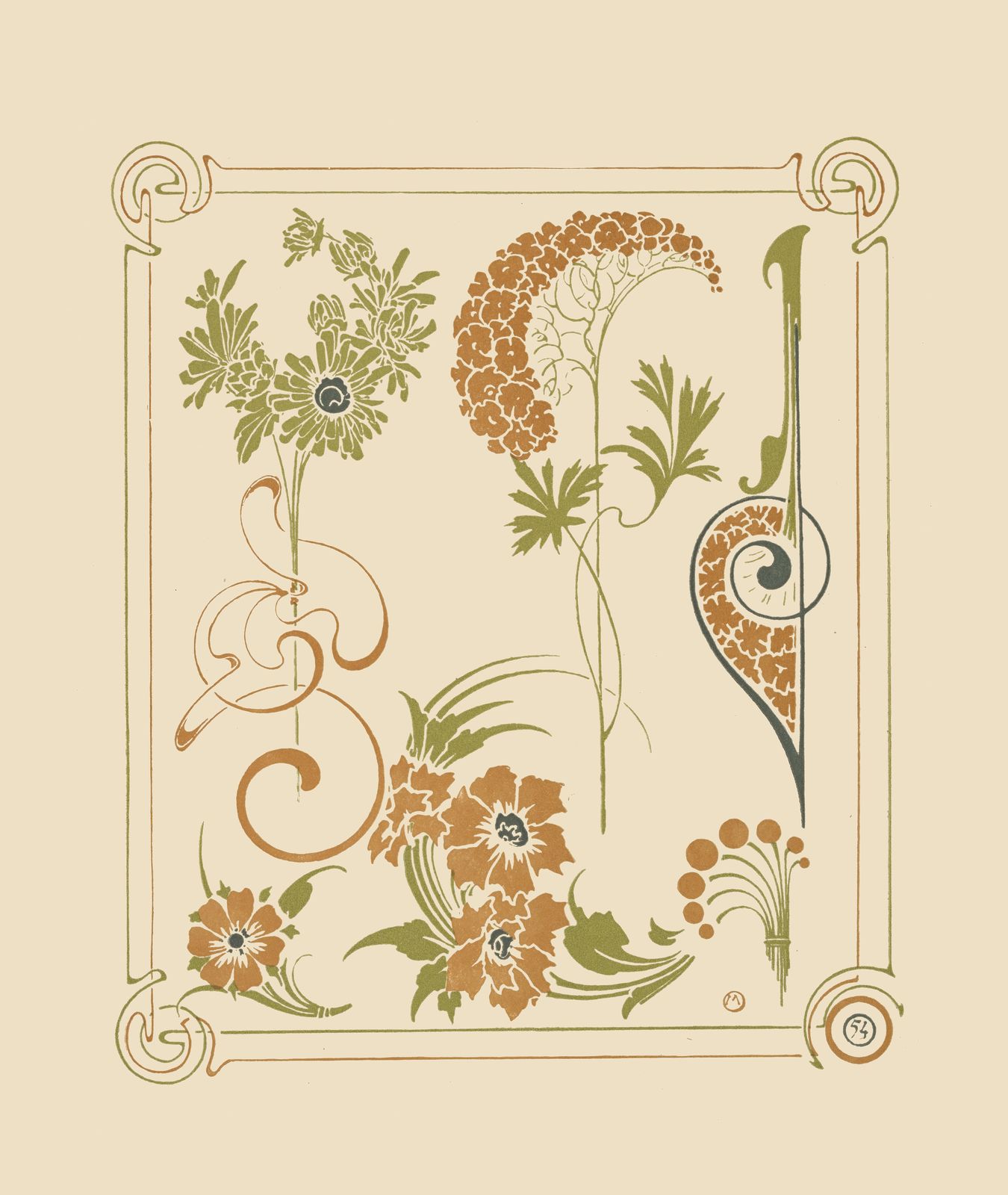Art Nouveau Botanical Floral Wall Art