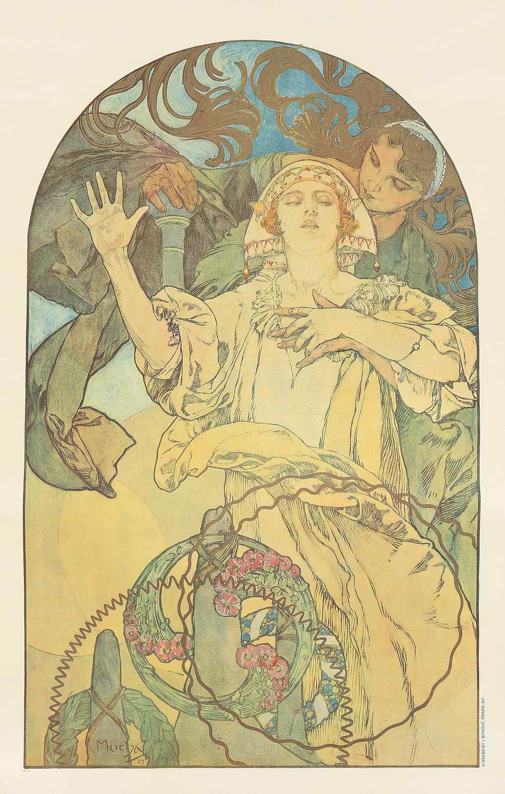 Art Nouveau Floral Maiden Wall Art