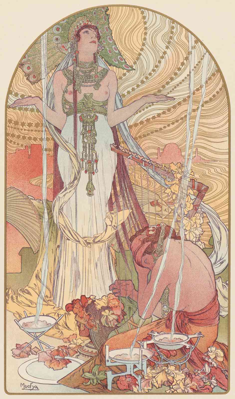 Art Nouveau Goddess Harp Wall Art