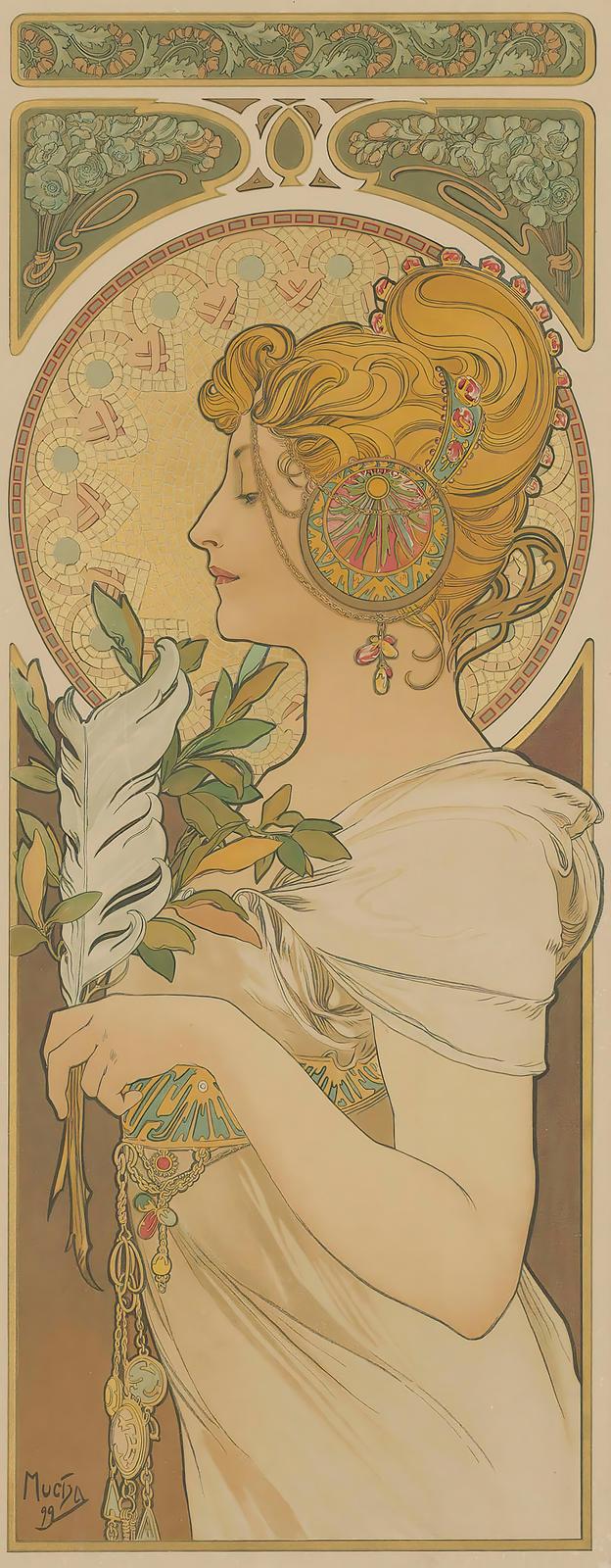 Art Nouveau Goddess Feather Wall Art