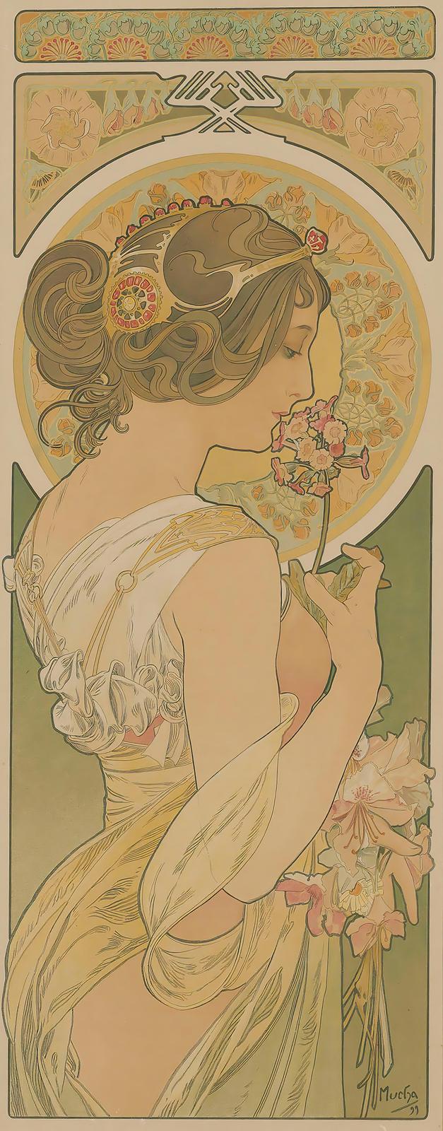 Art Nouveau Floral Woman Wall Art