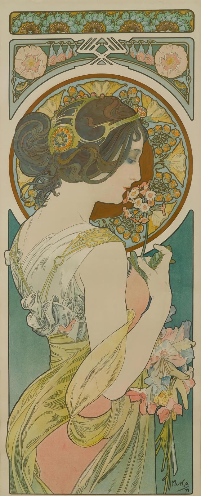 Art Nouveau Floral Lady Wall Art