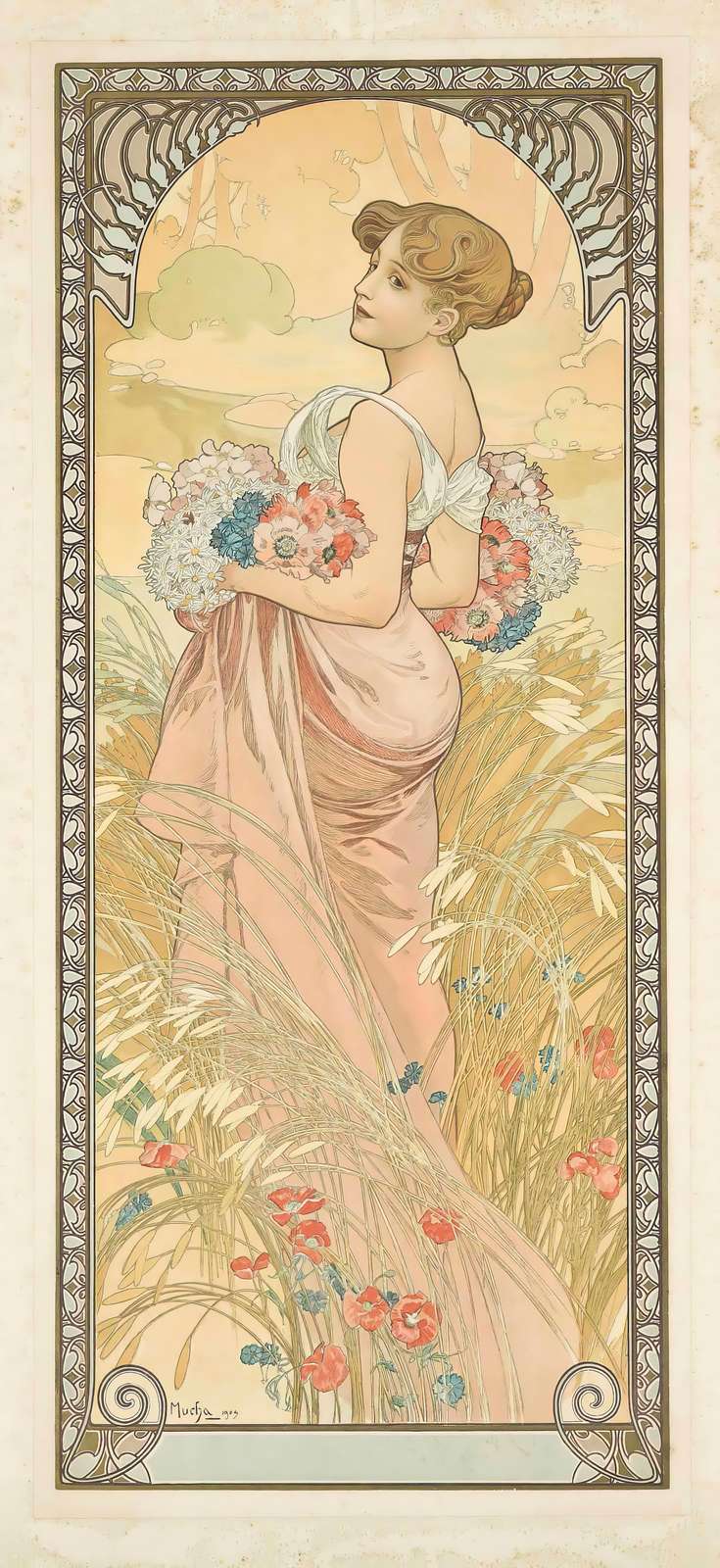 Art Nouveau Poppies & Wheat Field Wall Art