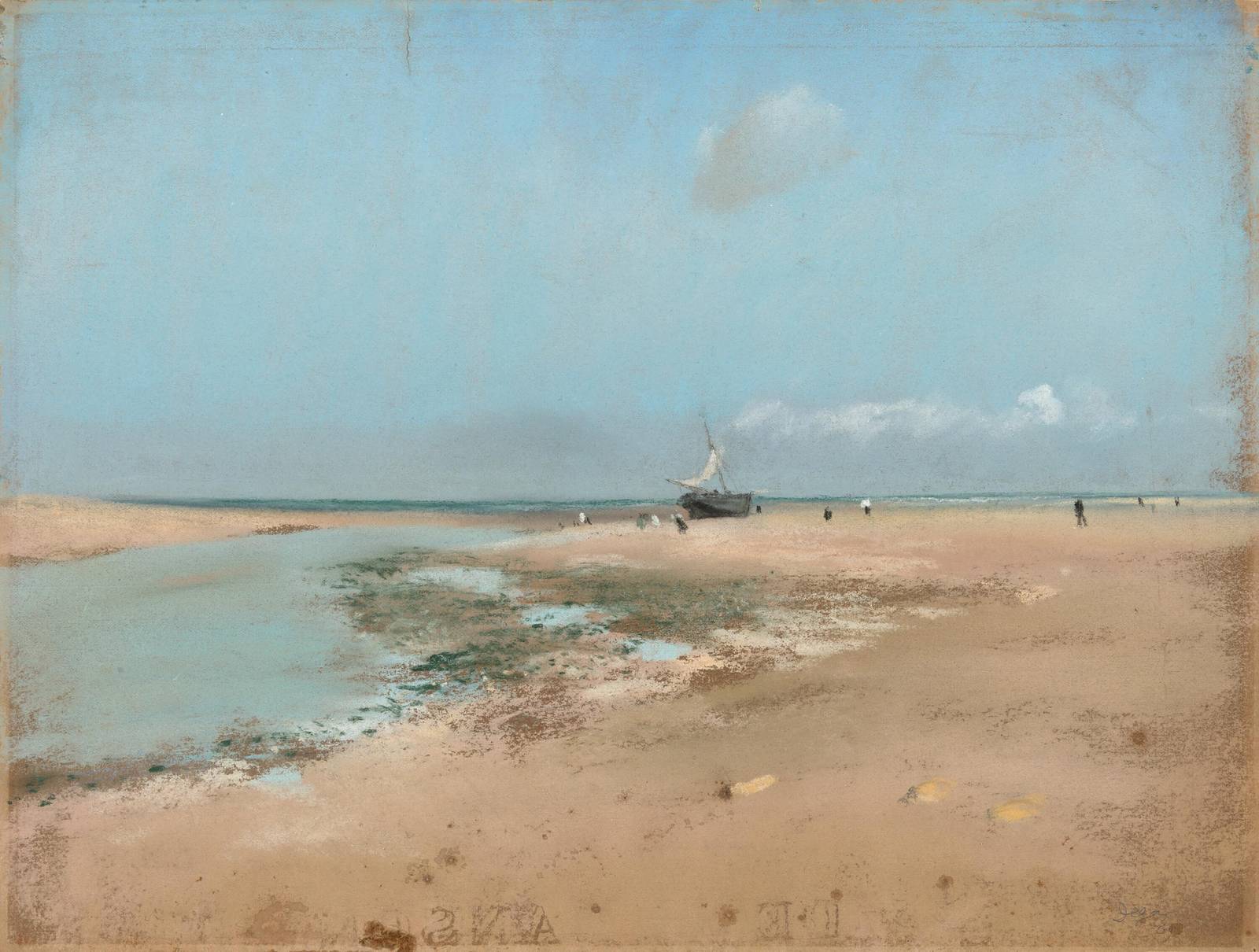 Serene Beach Scene with Boat Wall Art