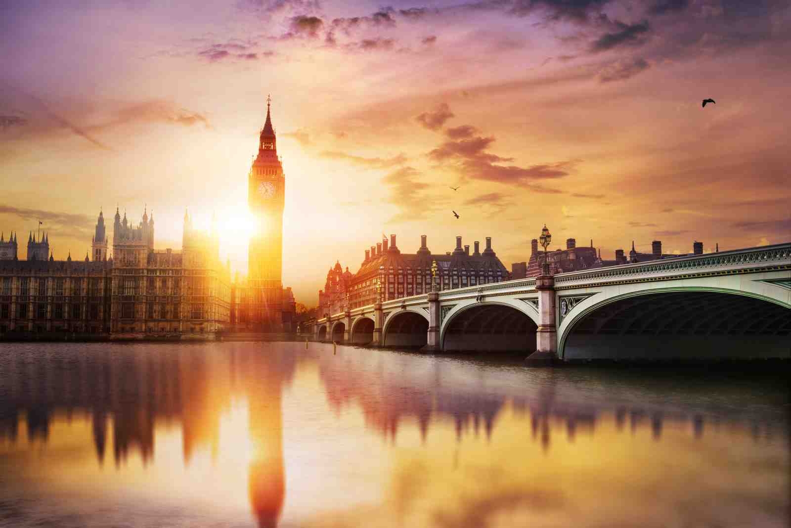 London Sunset Big Ben Bridge Wall Art