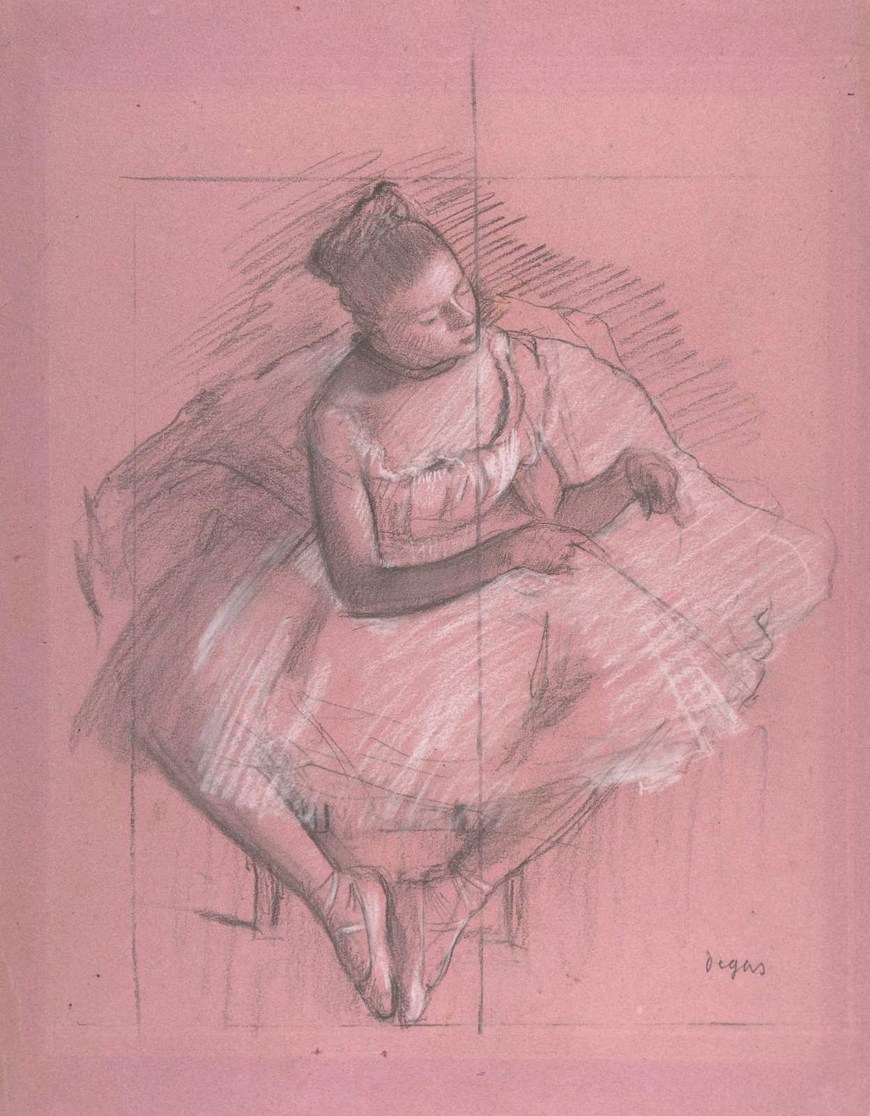 Elegant Ballerina Pose Charcoal Drawing Wall Art