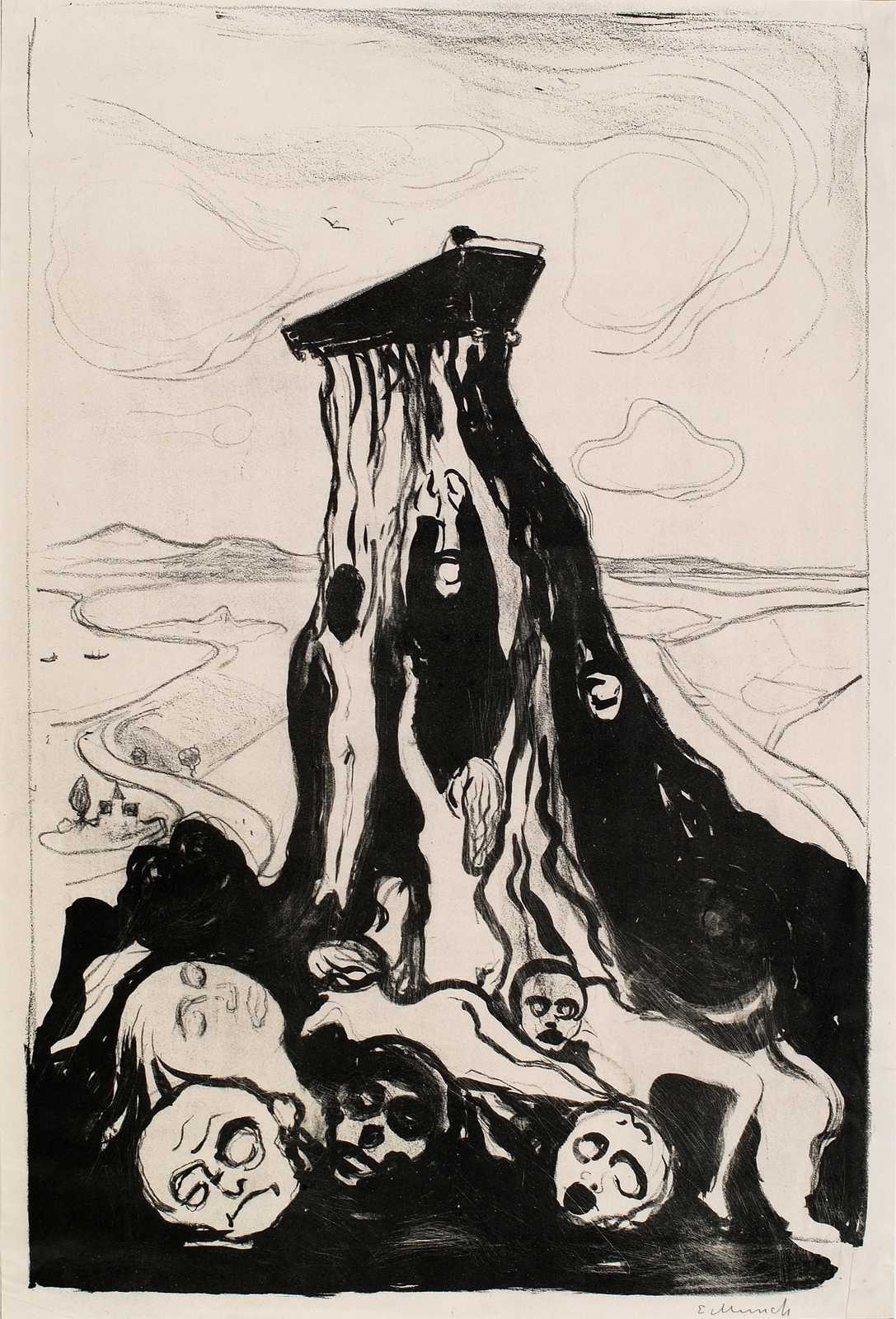 Melancholy Landscape Expressive Figures Wall Art