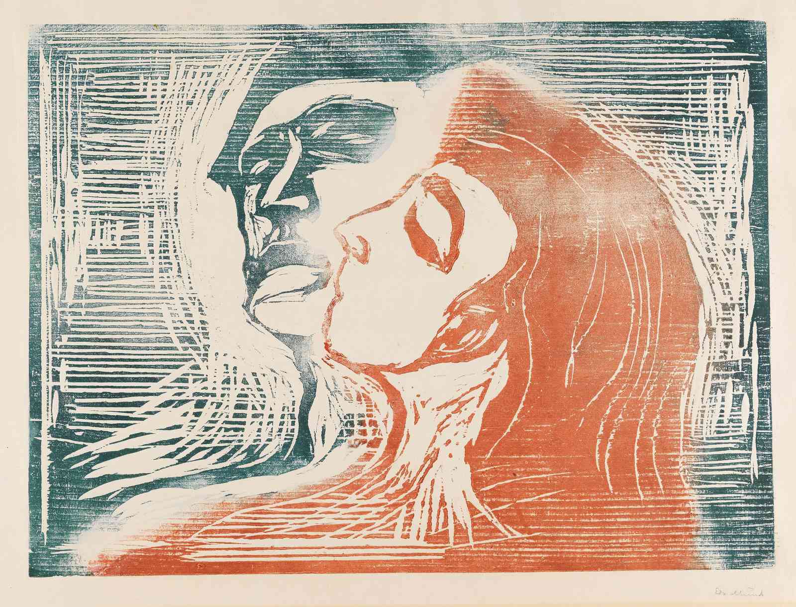 Intense Love Couple Woodcut Wall Art
