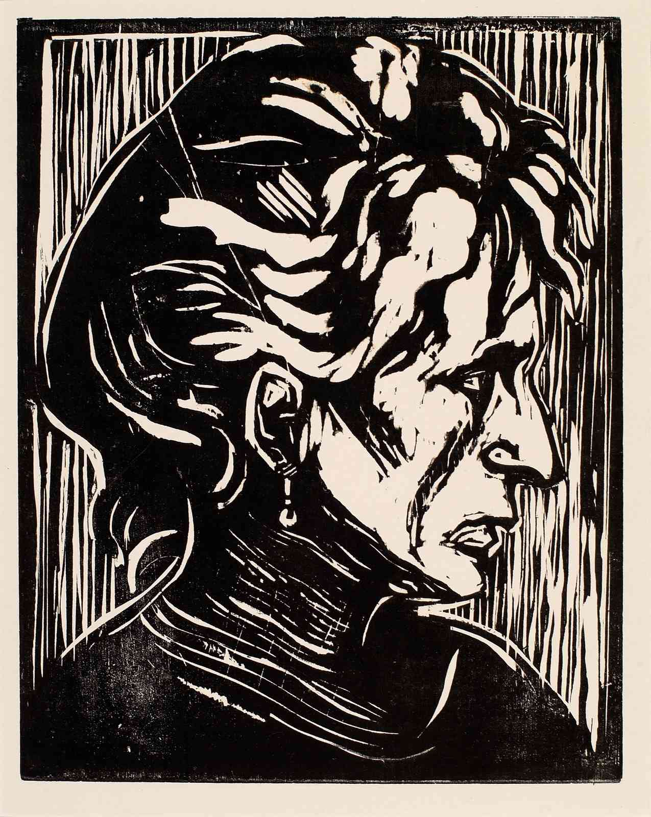 Dramatic Profile Portrait Woodcut Wall Art