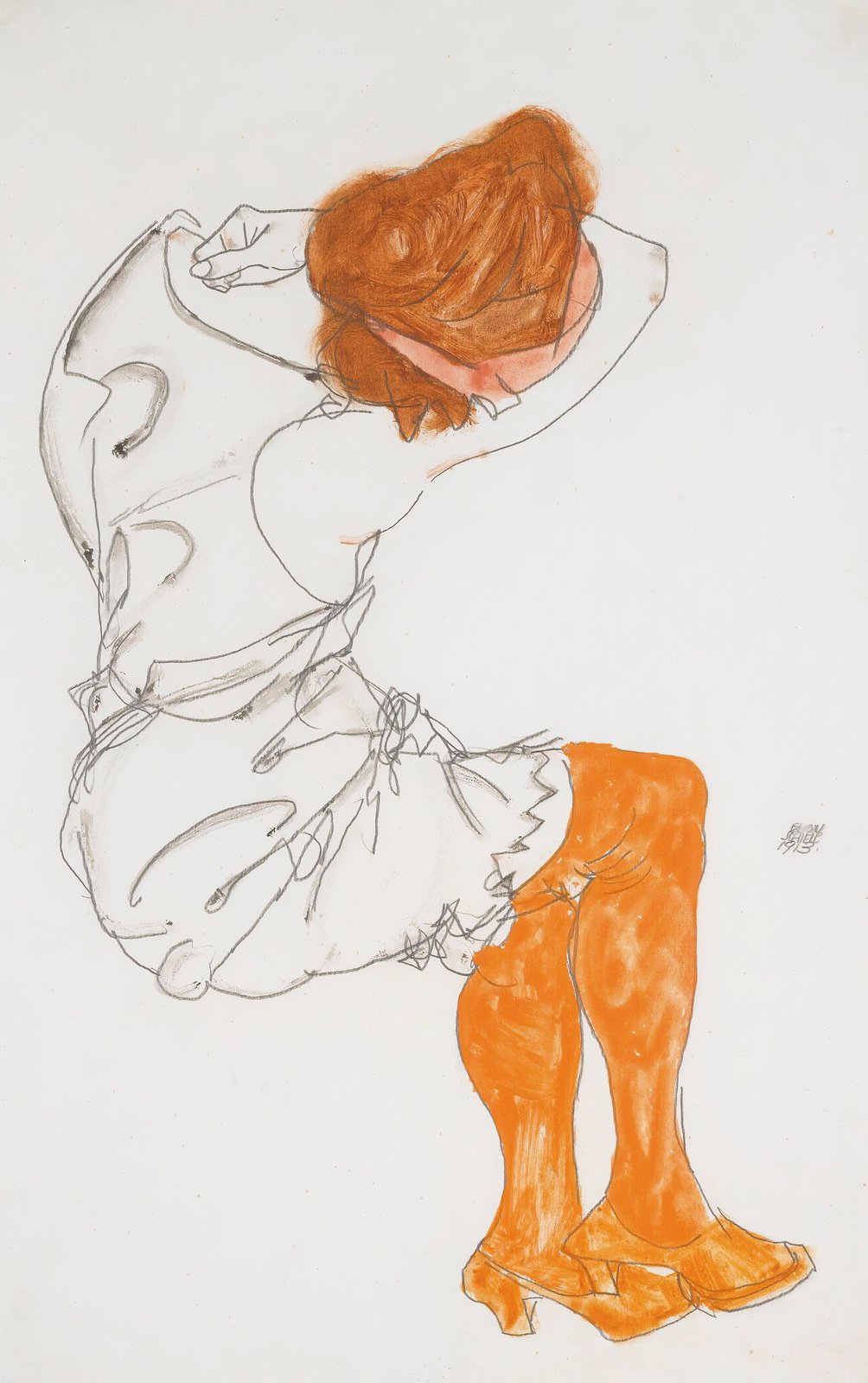 Vibrant Figure Study Orange Wall Art