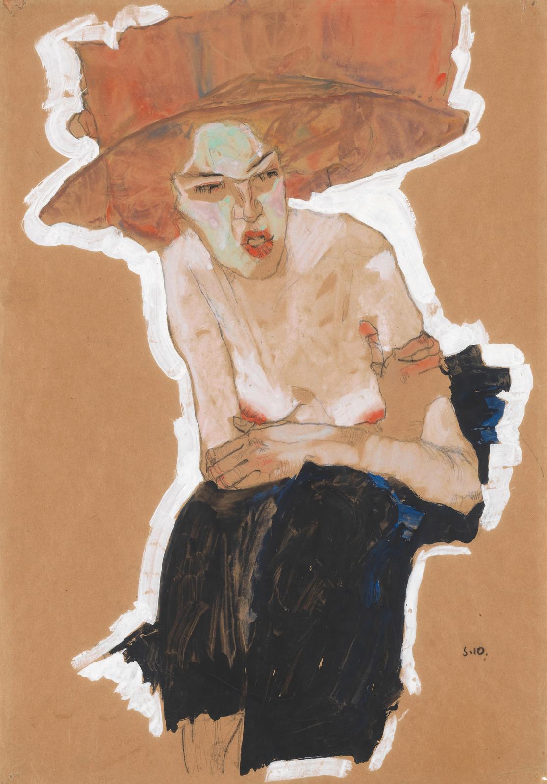 Expressive Portrait Woman Hat Wall Art