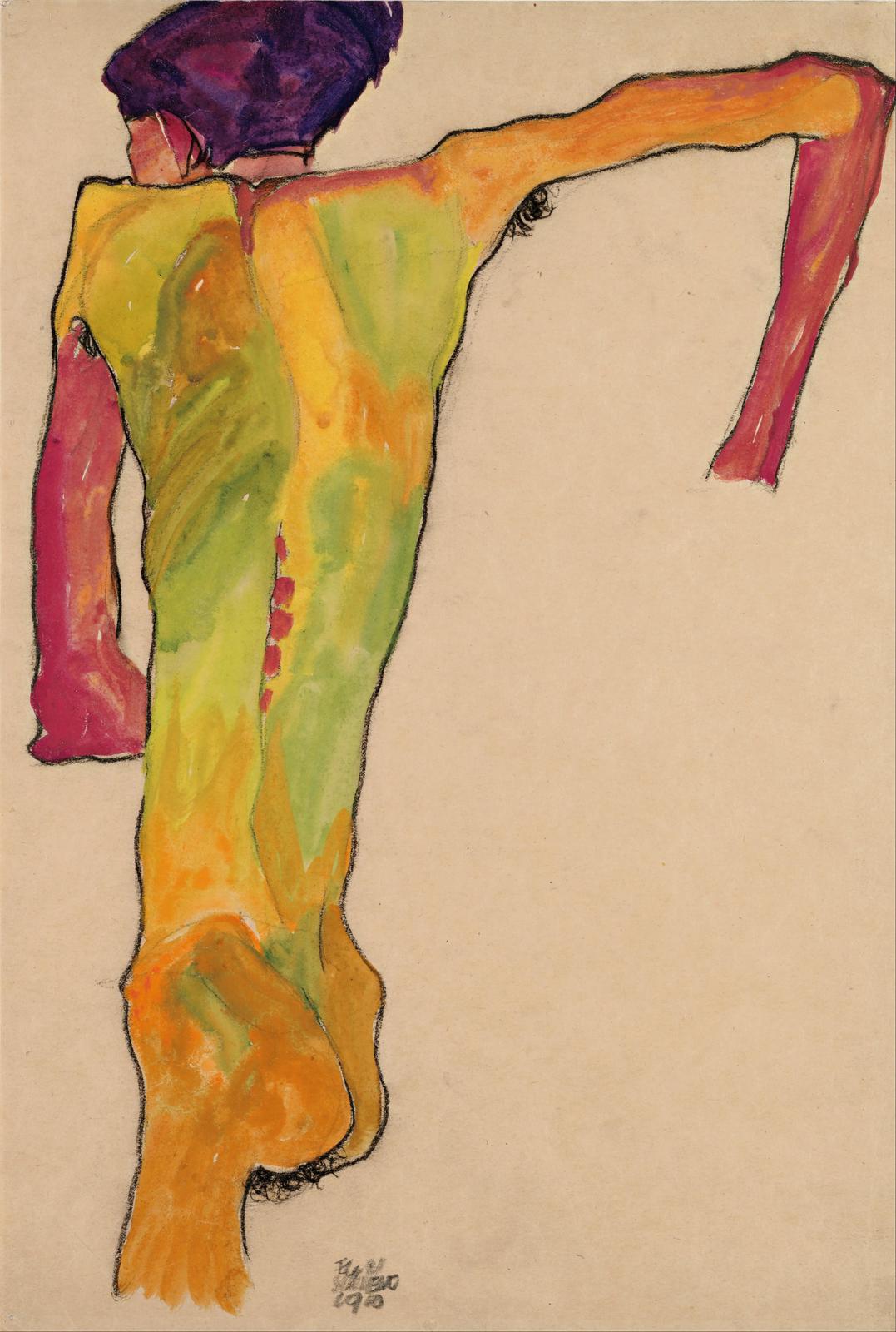 Egon Schiele Figure Study Yellow Green Wall Art