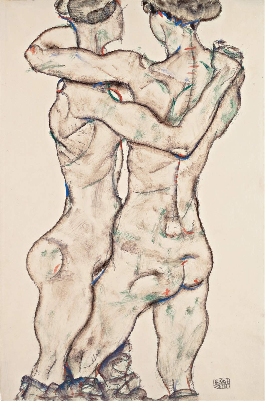 Embrace of Two Figures Expressionist Art Wall Art