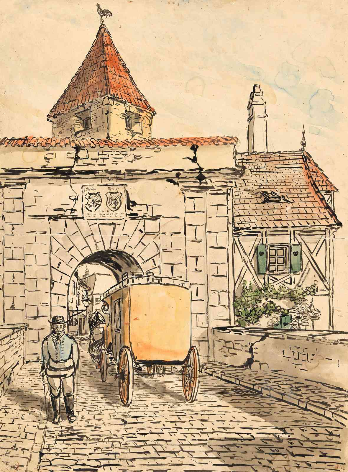 Historic Town Gate & Carriage Wall Art