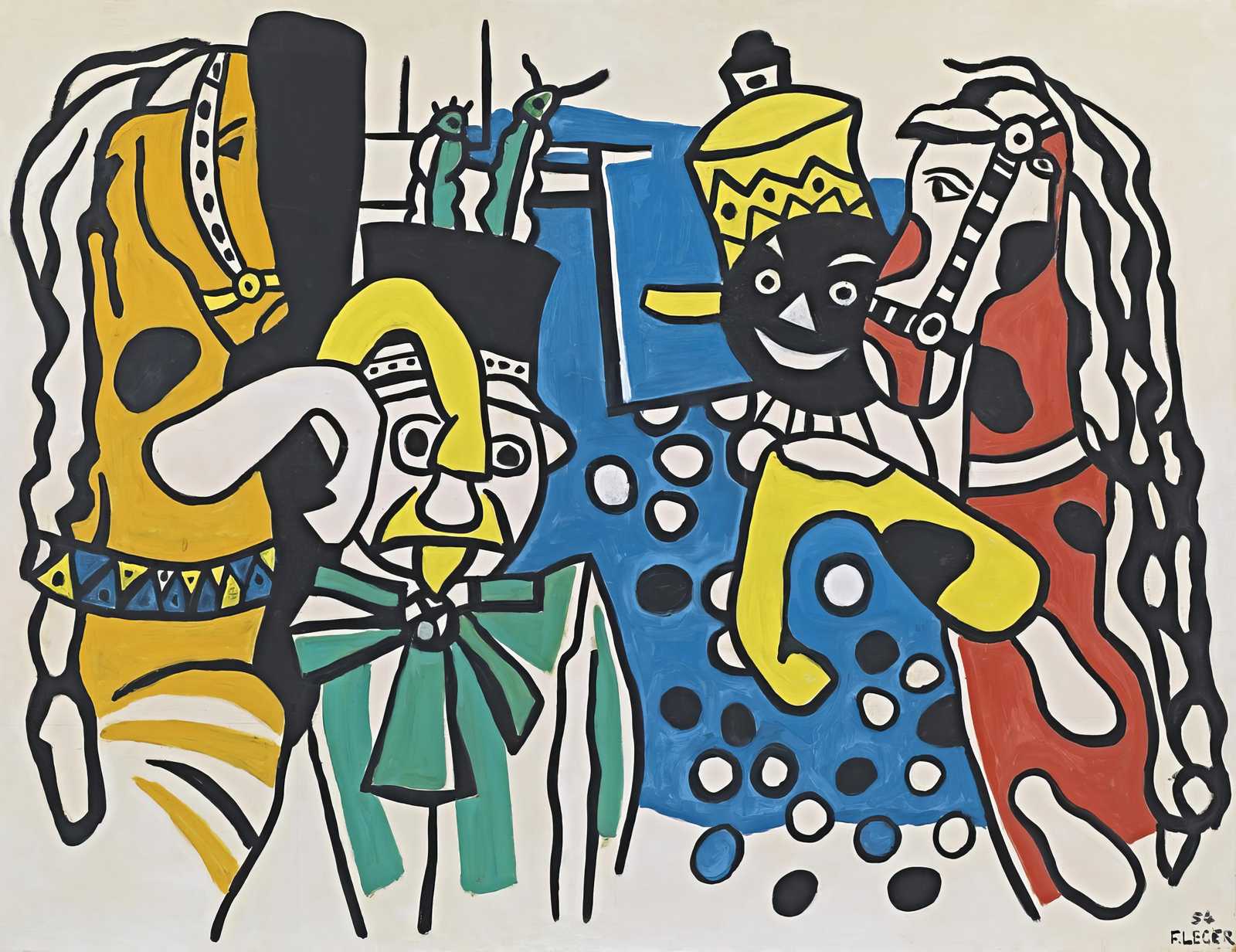 Vibrant Abstract Figures & Horse Wall Art