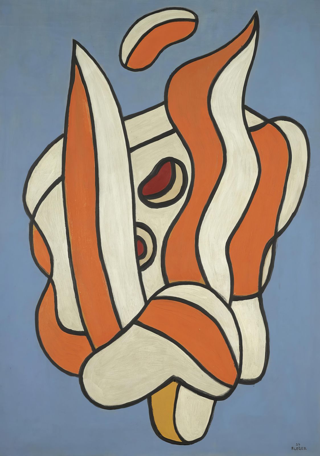 Abstract Orange & White Organic Form Wall Art
