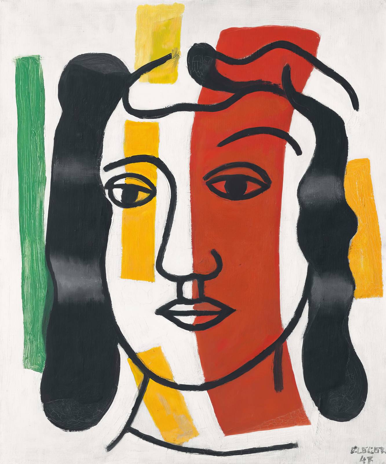 Bold Abstract Portrait with Red & Yellow Wall Art
