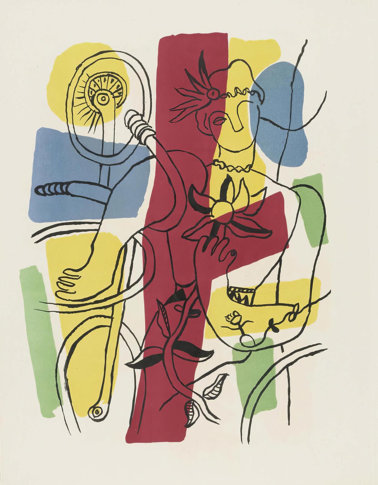 Vibrant Abstract Figure & Flower Wall Art