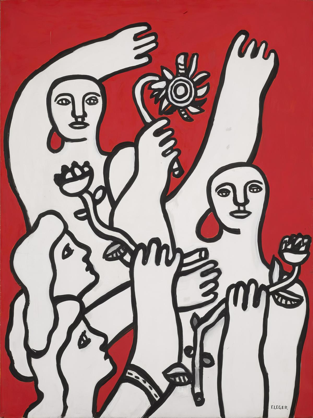 Vibrant Figures with Flowers Wall Art