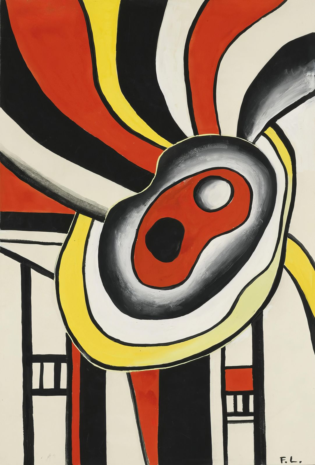 Modern Abstract Red Yellow Black Wall Art