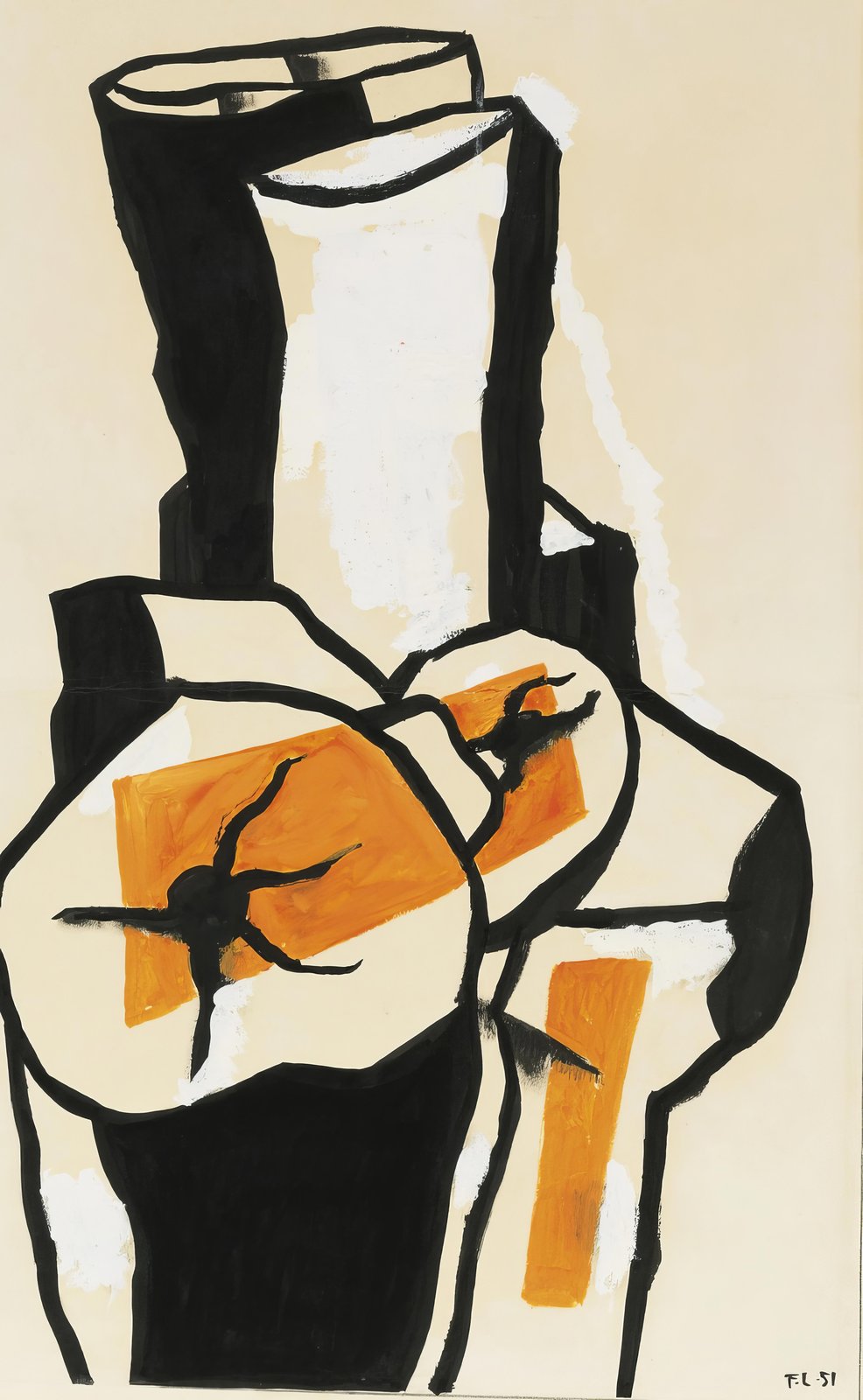 Abstract Orange & Black Figurative Wall Art
