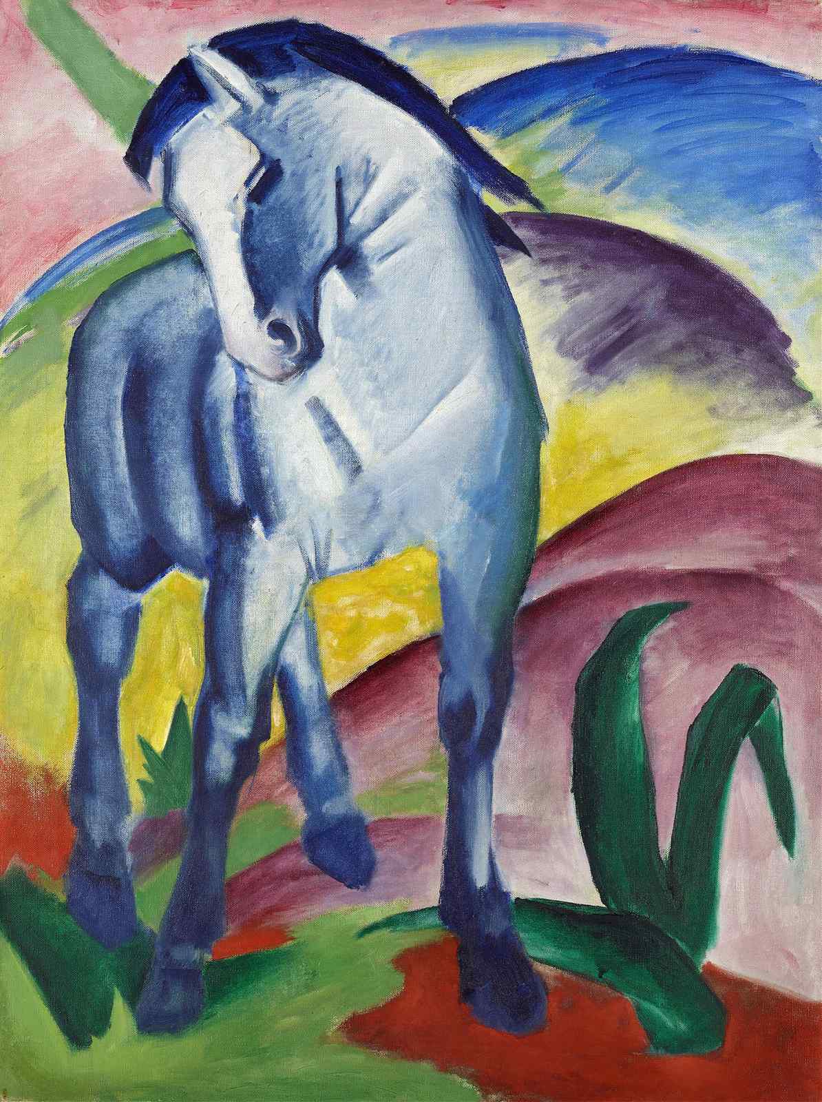 Vibrant Blue Horse Expressionist Wall Art