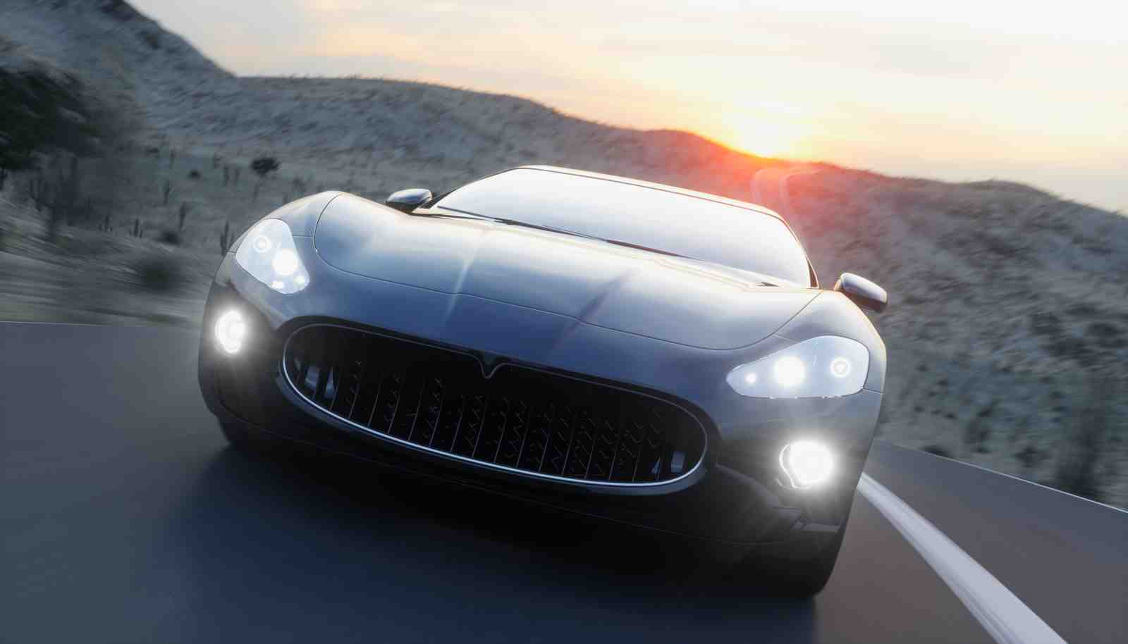 Luxury Sports Car Sunset Drive Wall Art
