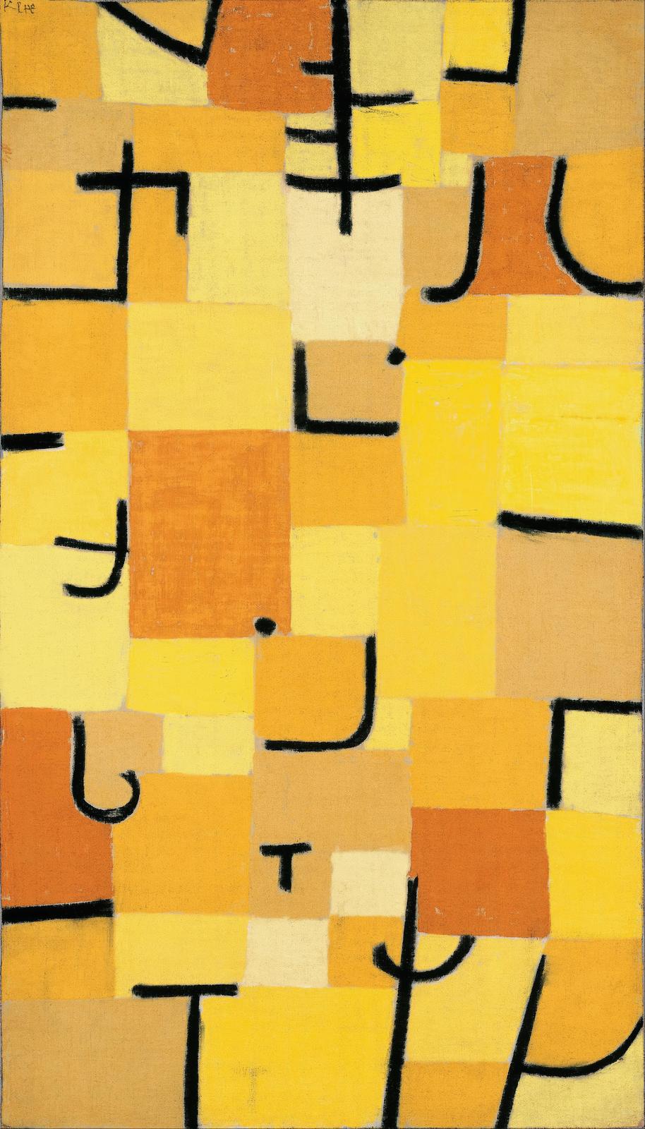 Abstract Yellow Squares & Lines Wall Art