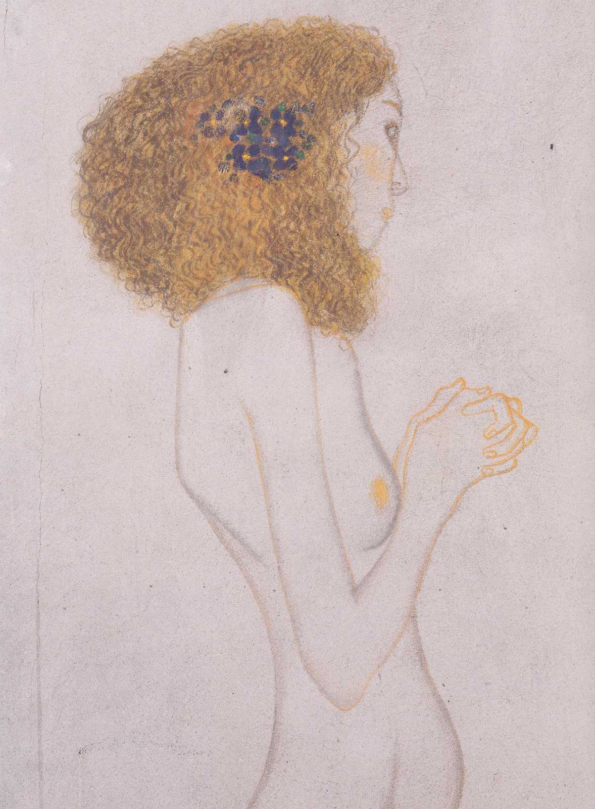 Elegant Woman Portrait Gold & Blue Wall Art