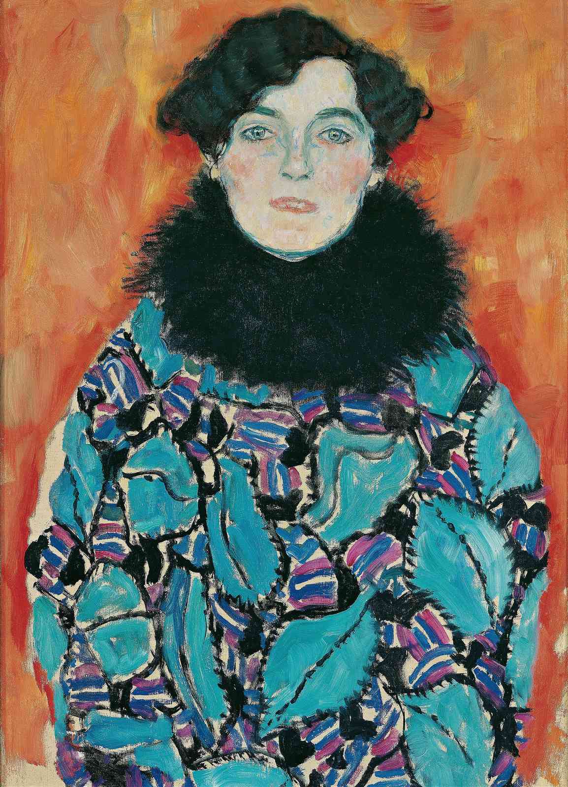 Klimt Portrait Blue & Gold Abstract Wall Art