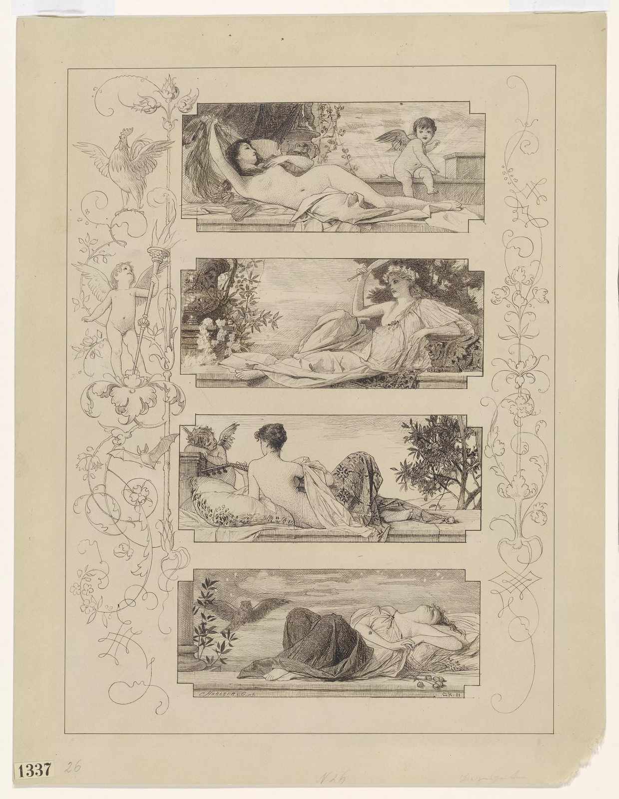 Allegorical Nudes & Cupids Wall Art