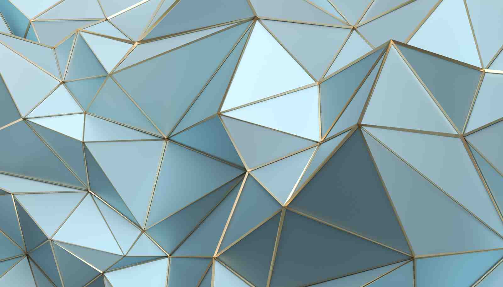 Abstract Geometric Blue Gold Wall Art