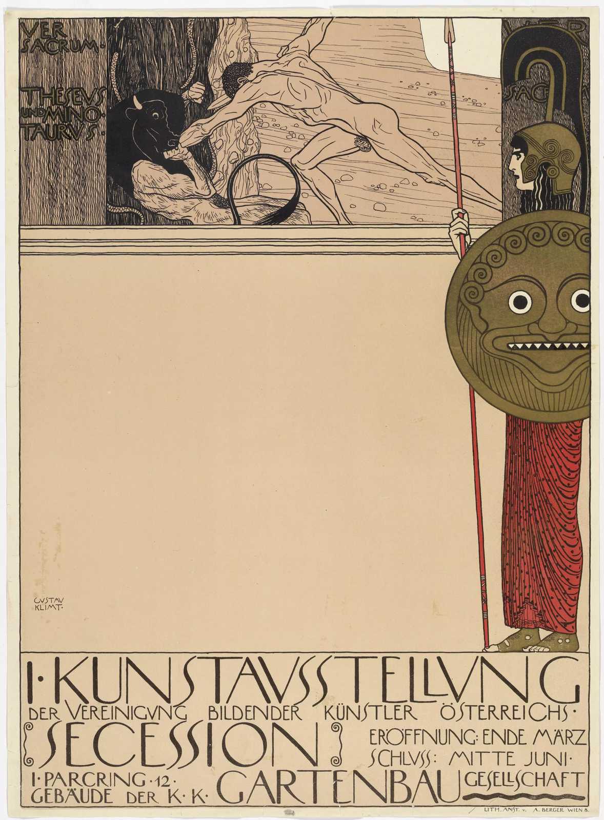Gustav Klimt Secession Bull Fight Wall Art