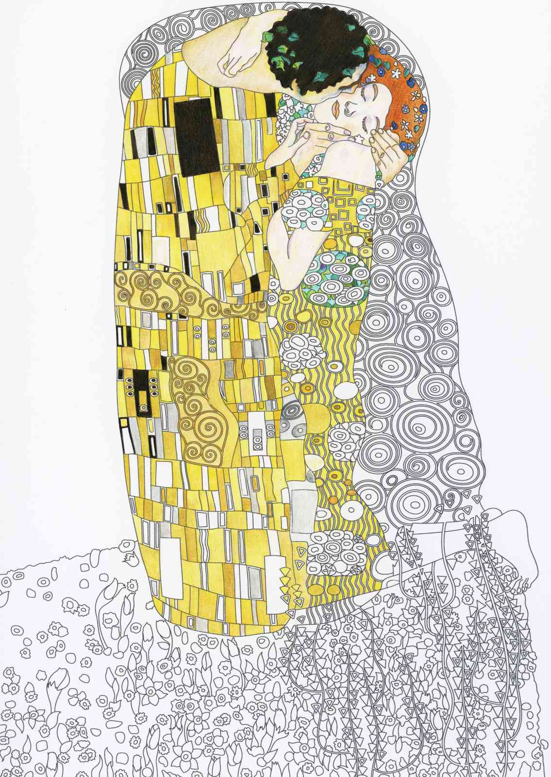 Gustav Klimt The Kiss Gold Floral Wall Art