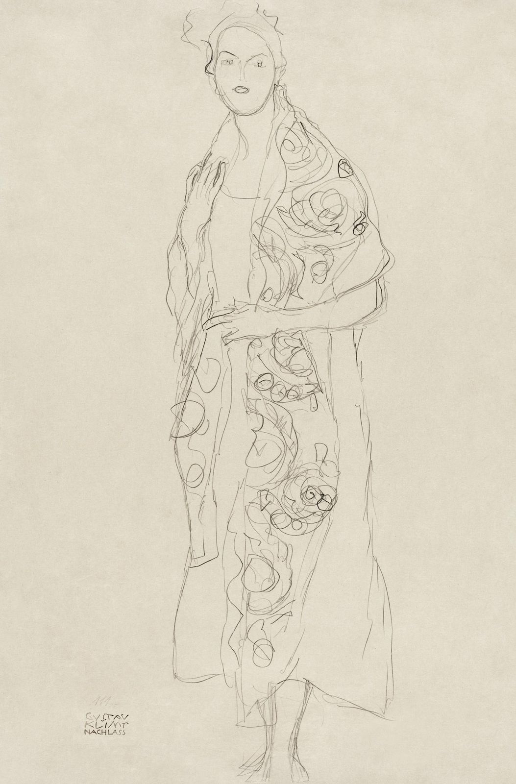 Gustav Klimt Inspired Figure Sketch Wall Art