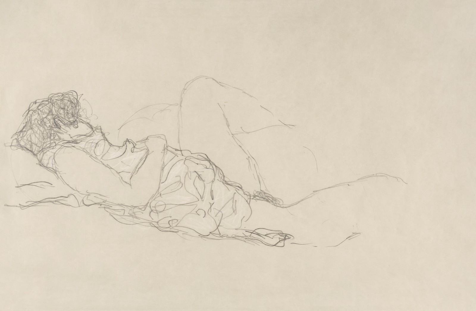 Serene Reclining Figure Pencil Sketch Wall Art