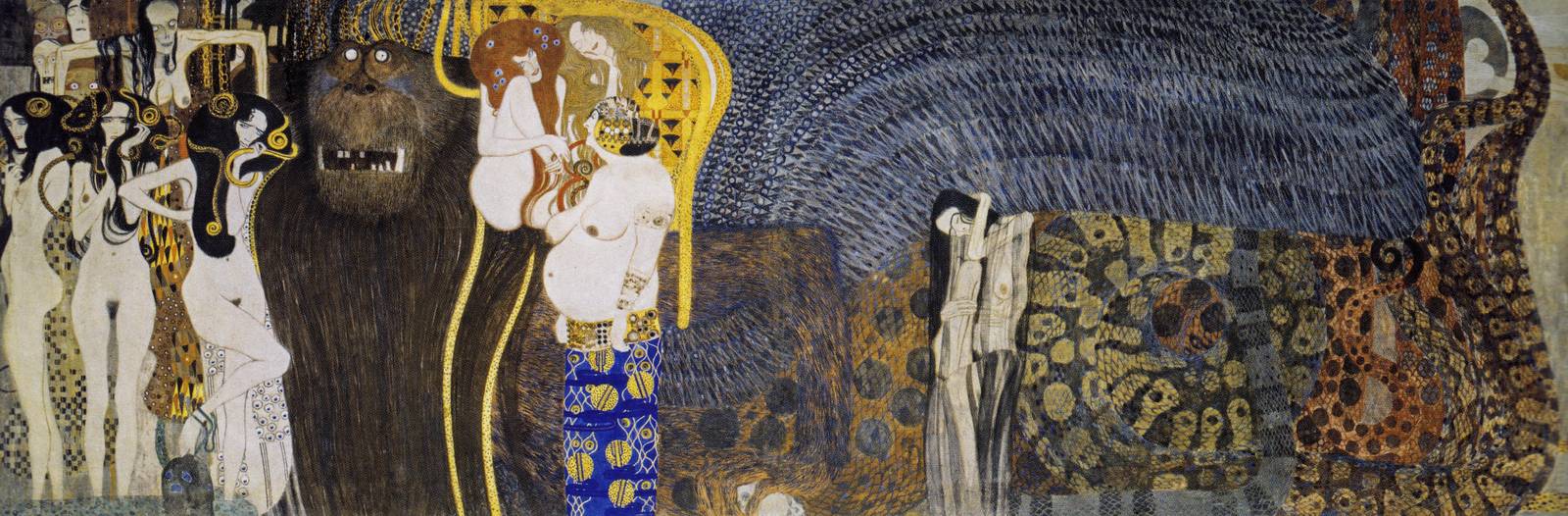 Art Nouveau Nude Figures with Serpent Wall Art