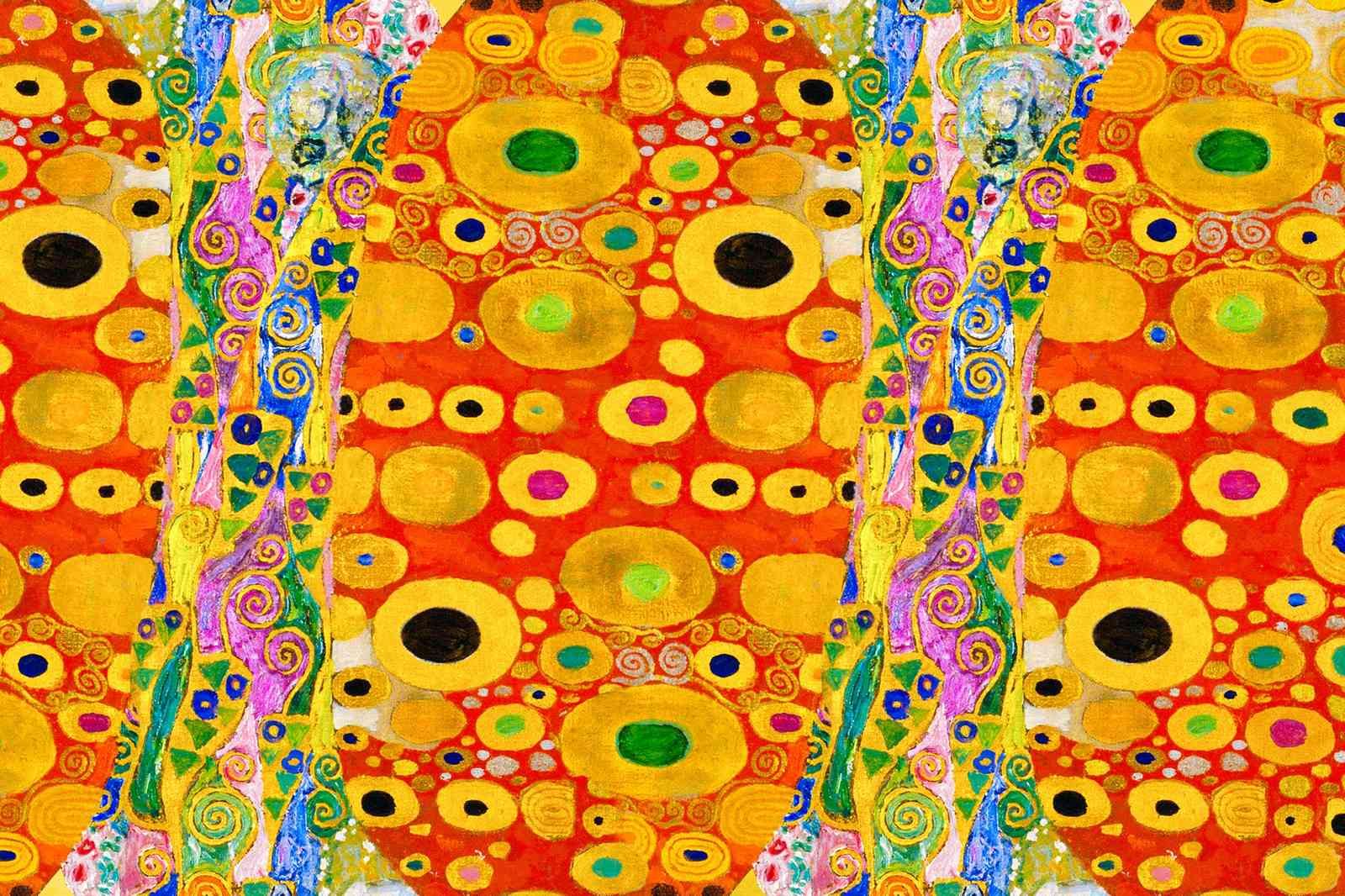 Gustav Klimt "The Kiss" Inspired Golden Floral Wall Art
