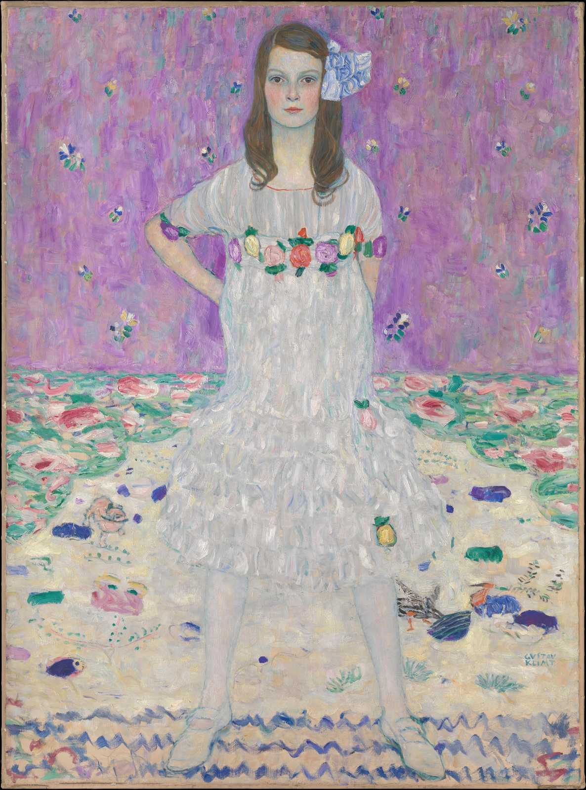 Gustav Klimt Girl in White Dress Wall Art
