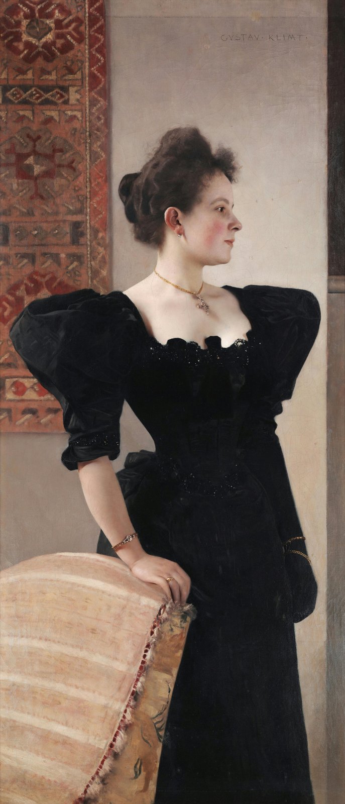 Elegant Woman in Black Gustav Klimt Wall Art