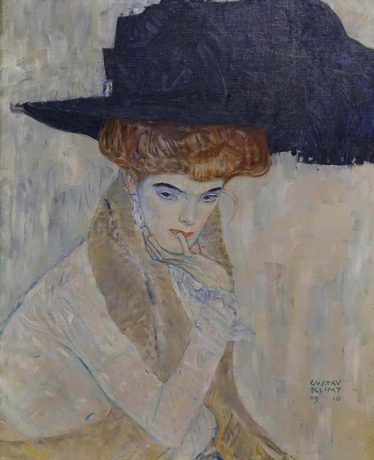 Gustav Klimt Woman in Black Hat Wall Art