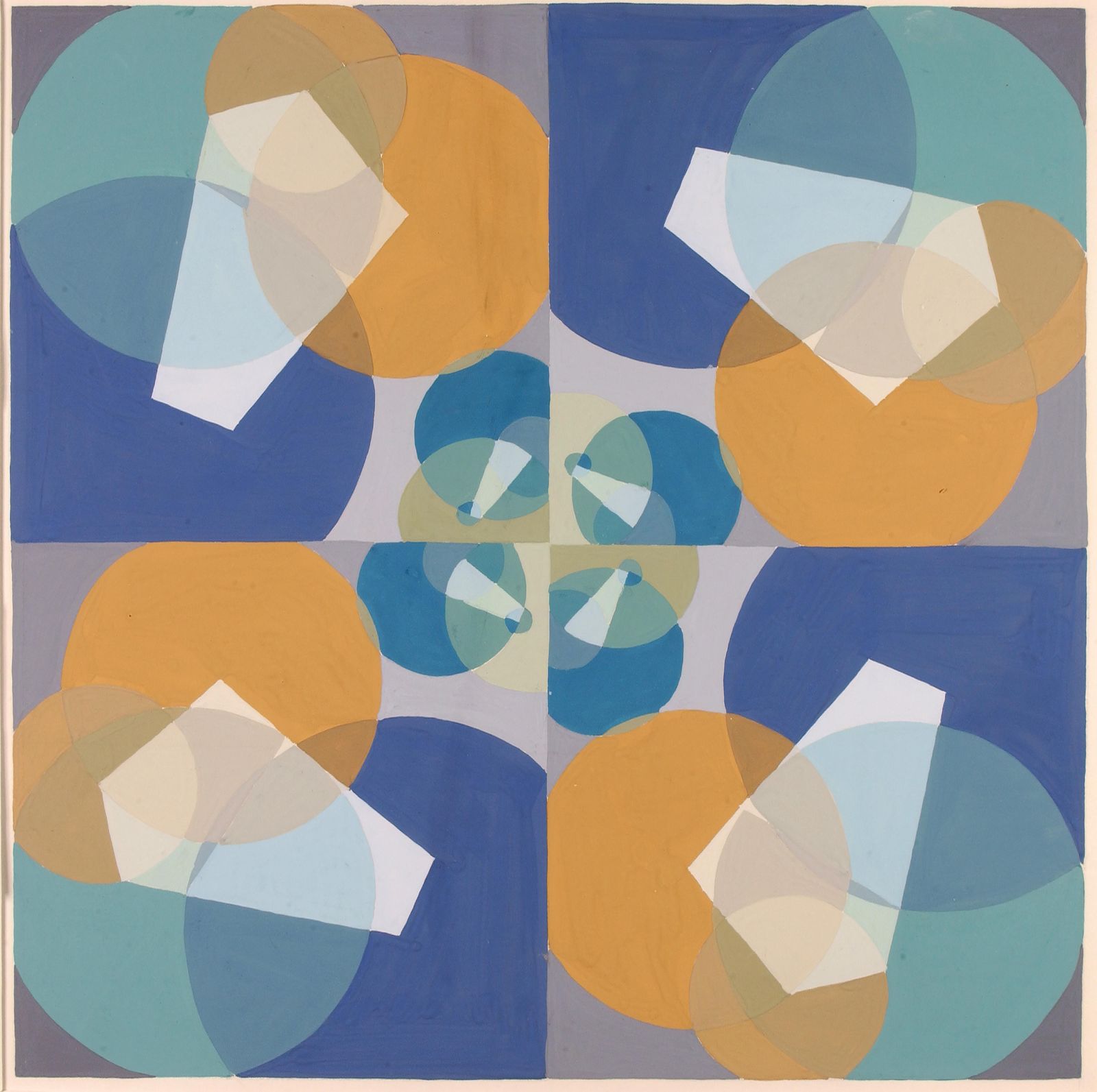 Geometric Harmony Blue & Gold Wall Art