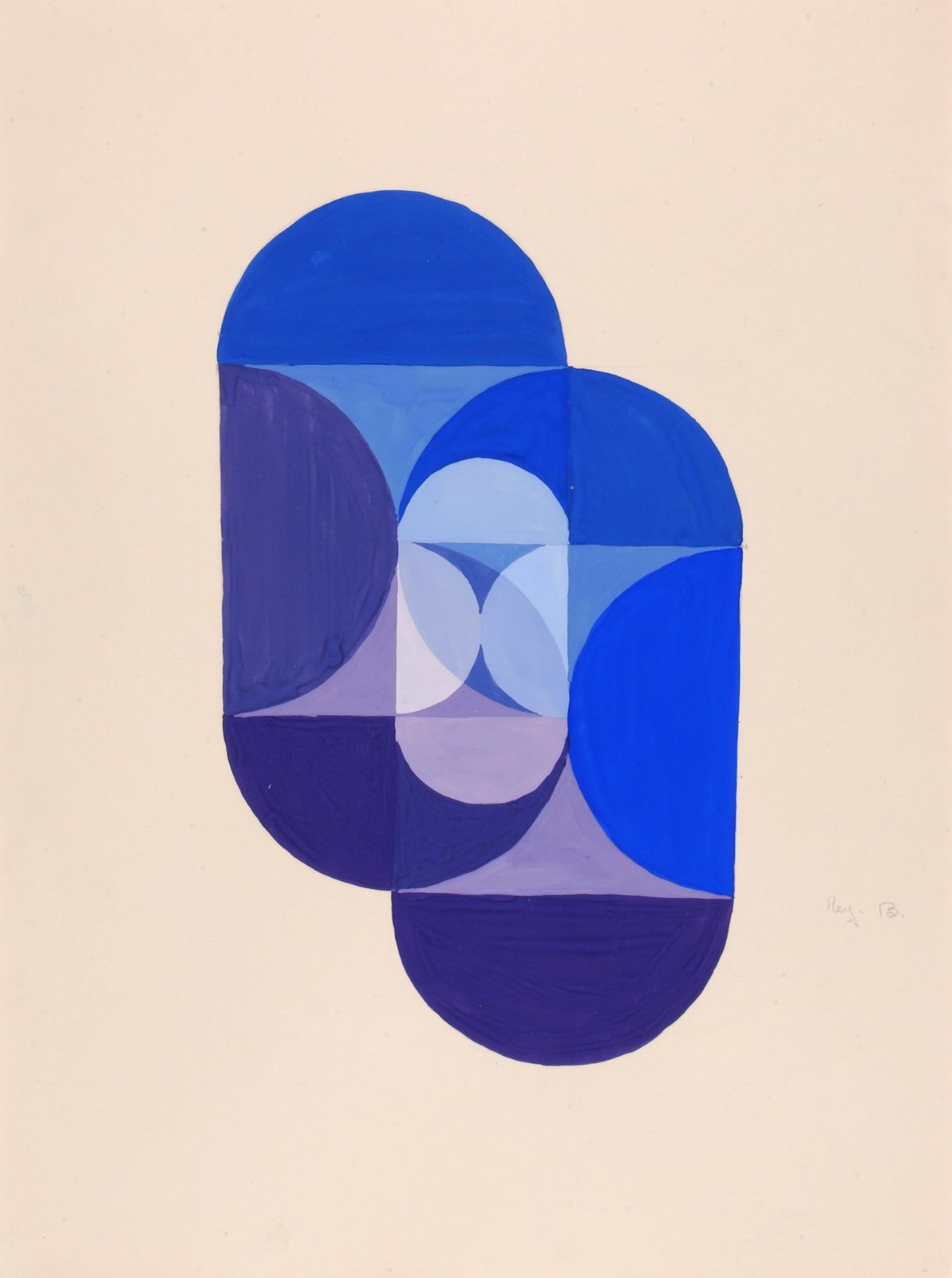 Abstract Geometric Blue Arch Wall Art