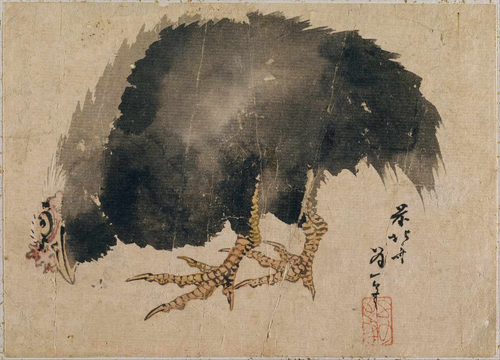 Black Rooster Vintage Japanese Art Wall Art