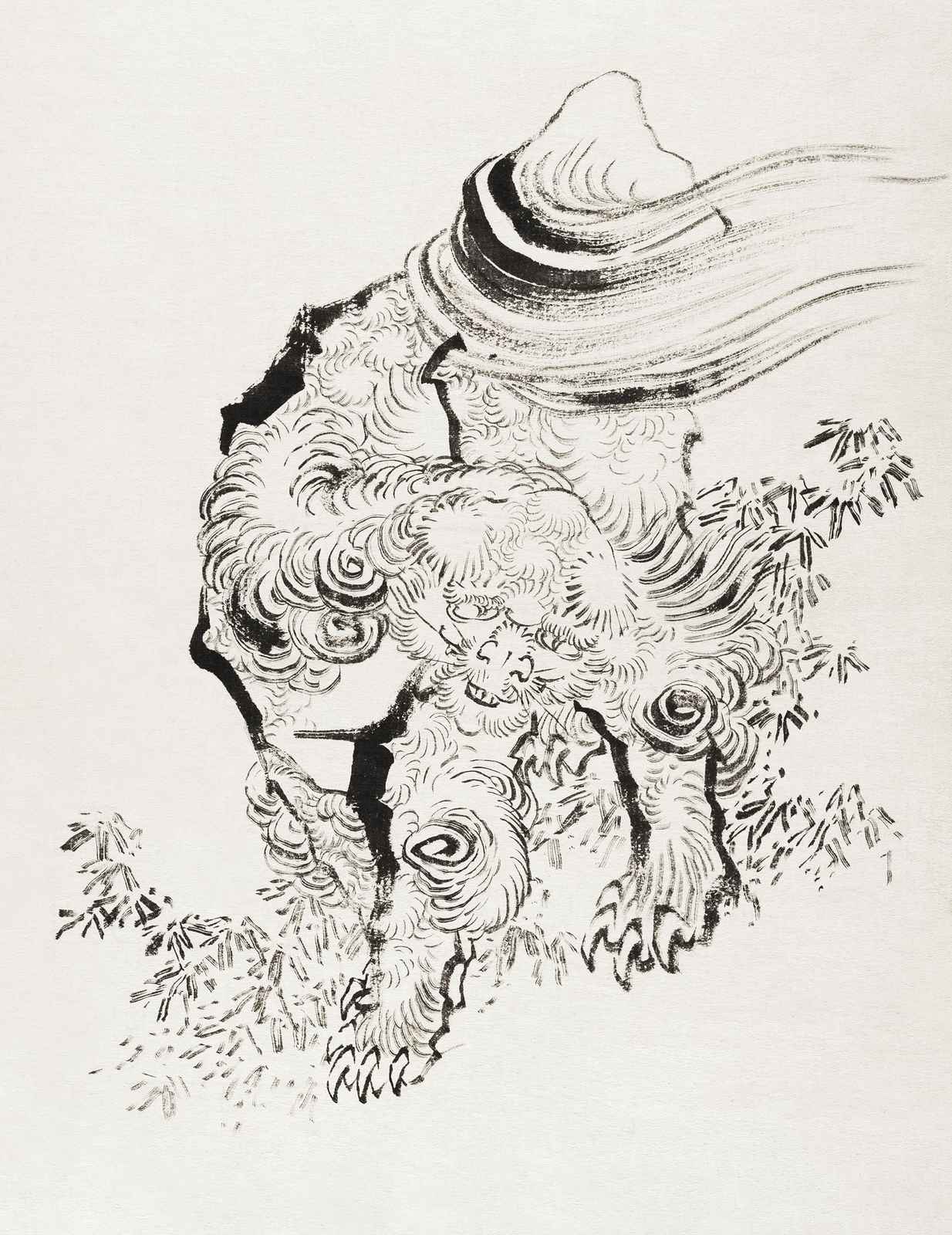 Majestic Lion Ink Brushstrokes Wall Art