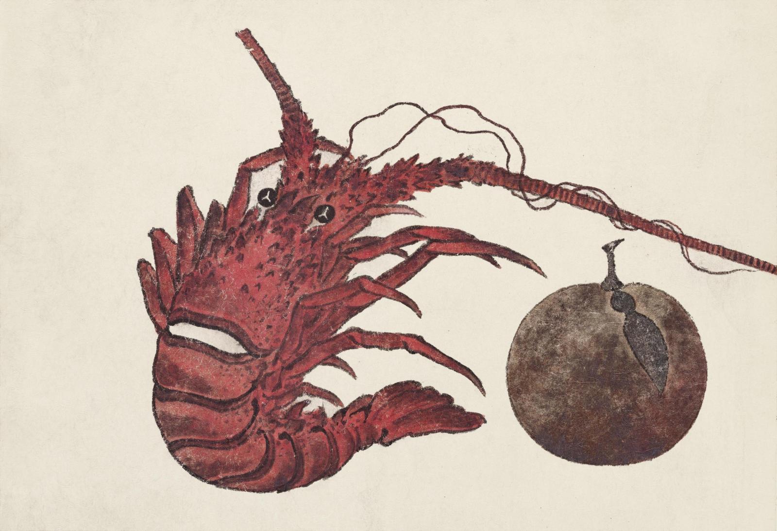 Vibrant Lobster & Moon Asian Art Wall Art