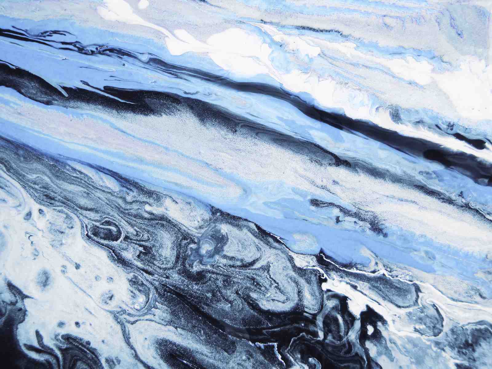 Abstract Blue & White Marble Wall Art