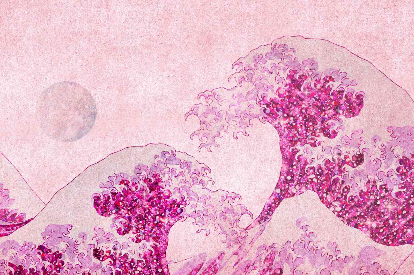 Pink Glitter Wave Art Wall Art