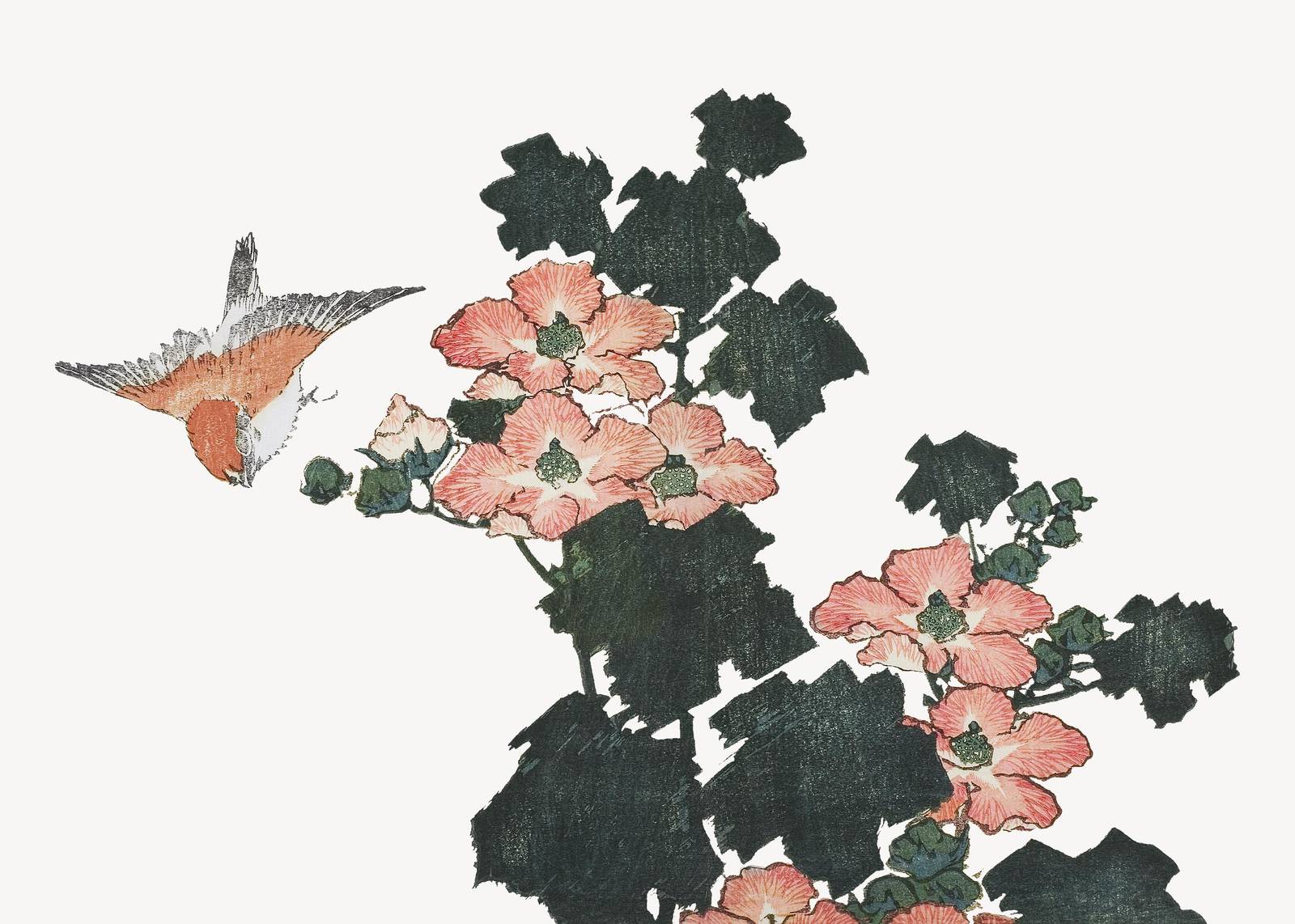 Serene Bird & Blossom Japanese Art Wall Art