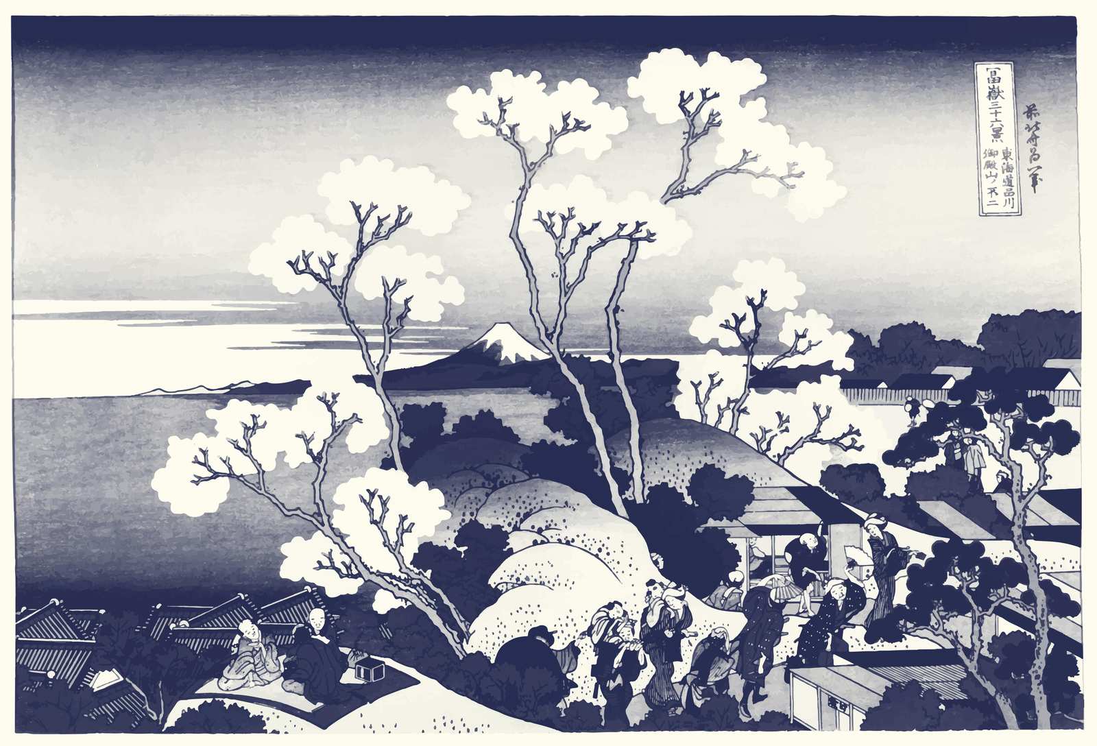 Serene Fuji Landscape with Figures Wall Art